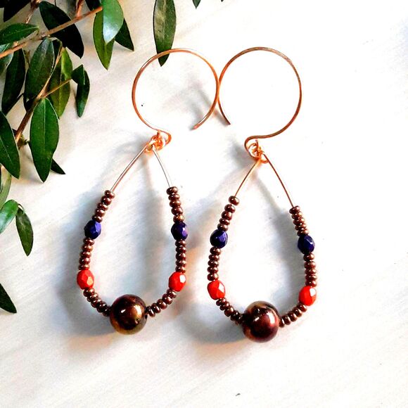 bohemian earrings 600# Eclectic earrings bohemian glass purple red boho earrings